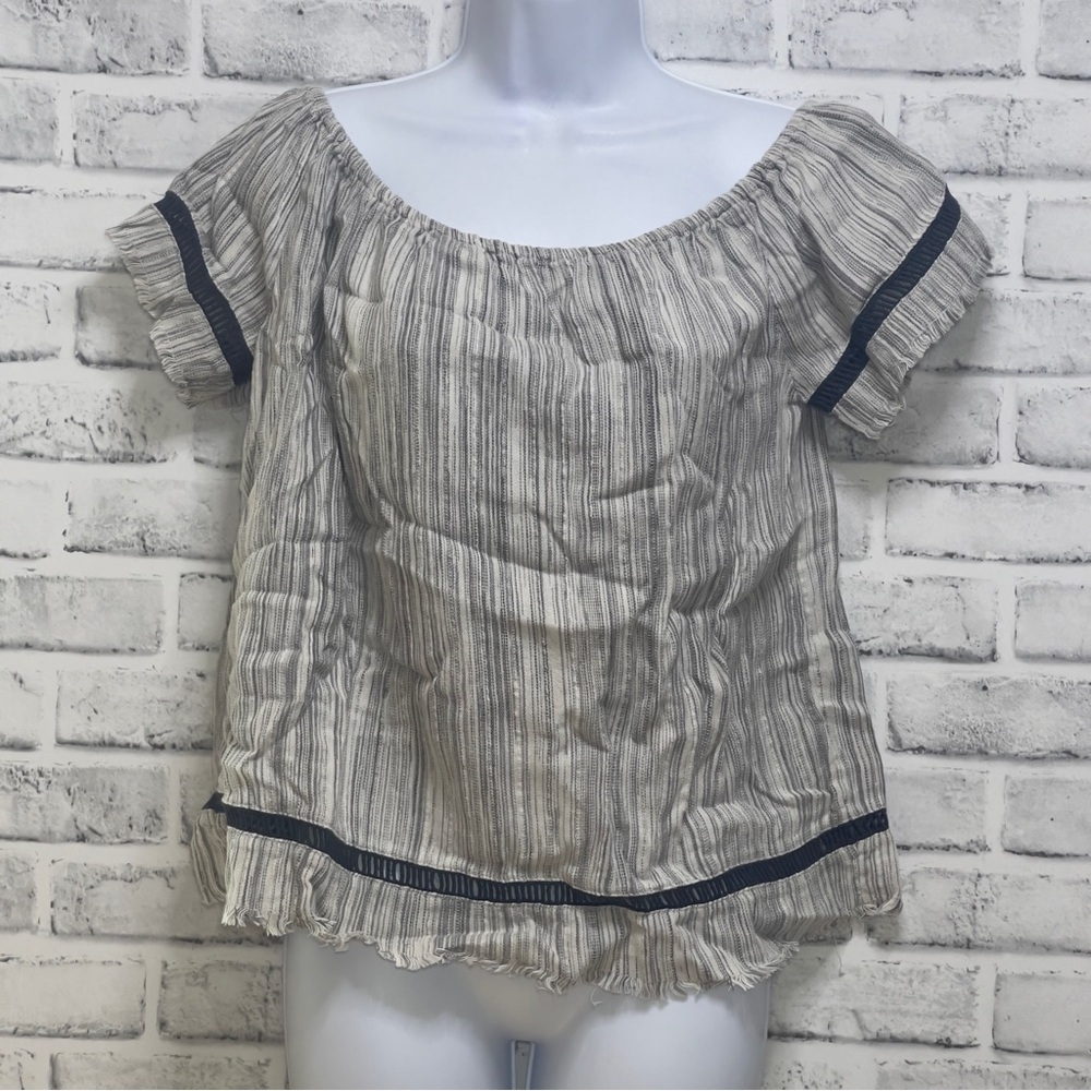 dRA Los Angeles Fringed Stripped Off Shoulder Top Large